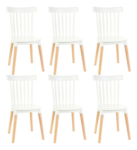 Sillas Modernas De Comedor Windsor X6 Gardenlife Estructura de la silla Blanco Asiento Blanco Diseño de la tela Liso
