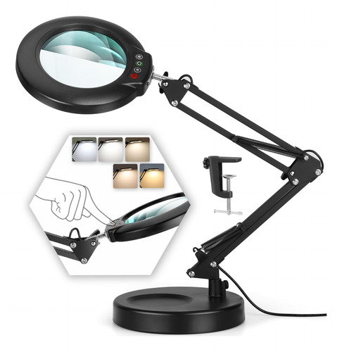 Lupa 10x Con Luz Led Y Soporte Regulable Para Escritorio