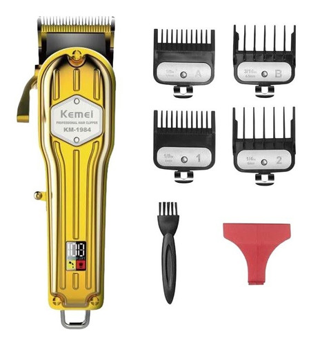 Máquina Cortar Cabelo Profissional Tela Lcd Kemei Km-1984