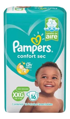 Pampers Pañales Desechables Confort Sec Talla Xxg / 16 Un.