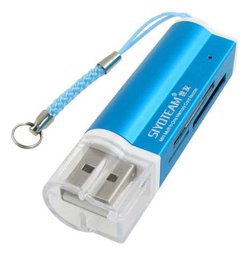 Qtqgoitem Usb 2.0 Azul Plastico 4 Ranura Sdhc Mmc Ms Duo Sd