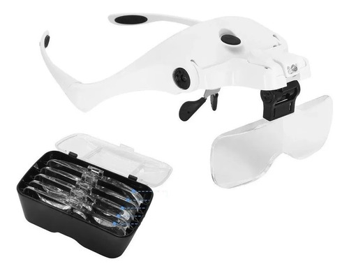 Lupa De Cabeza Recargable Con Luz Led + 5 Lentes Cosmiatra