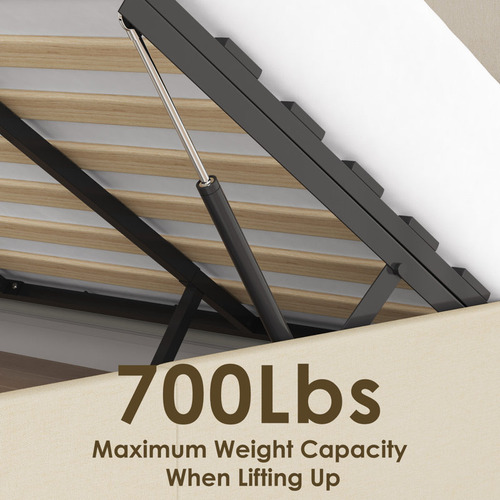 Base De Cama King Size Con 2 Luces De Lectura Color Beige