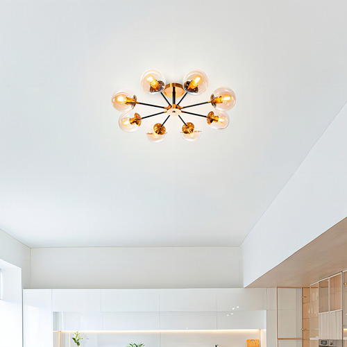 Lámpara De Techo Opulent Niquel Satinado E27 40w 8 Luces Dorado