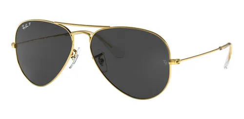 Facilitar Escarpa Tacto Anteojos de sol polarizados Ray-Ban Aviator Classic Standard con marco de  metal color polished gold, lente black de cristal clásica, varilla polished  gold de metal - RB3025