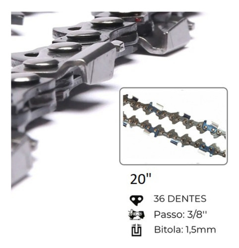 Corrente 20 Polegadas 36 Dentes Spin Vulcan