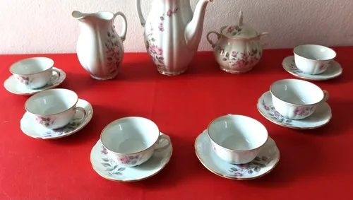 Juego de café con flores porcelana verbano – Cash Inmediato