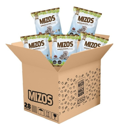 28 Snacks Integral Galletas De Arroz Mizos Chocolate Vegan