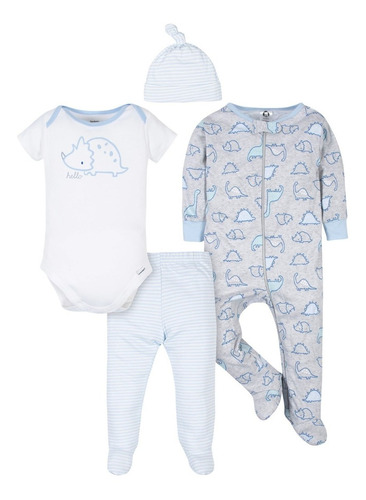 Conjunto 4 Piezas Pijama Mameluco Bebe Gerber