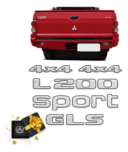 Kit Adesivos L200 Sport Gls 4x4 Mitsubishi Resinado Escovado