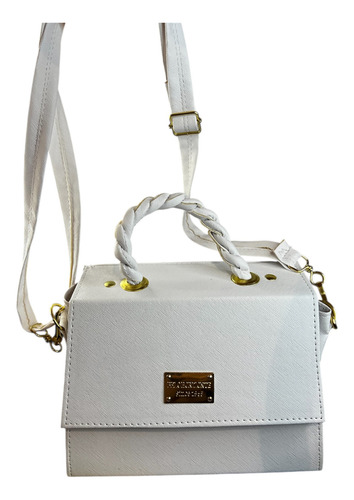 Bolsa Crossbody Tipo Satchel Con Asa Trenzada Bolso De Mano Blanco