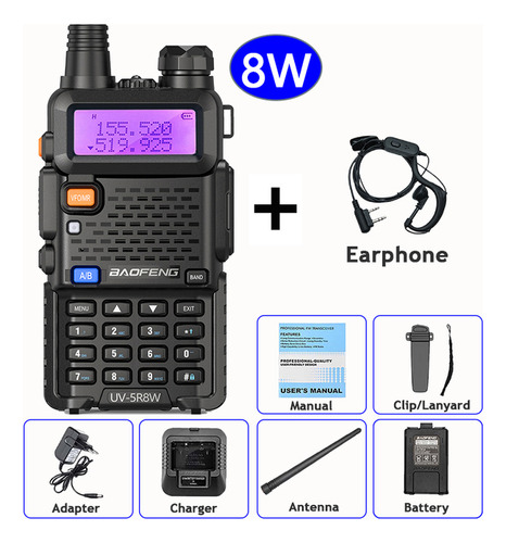 Radio Walkie Talkie Portátil Baofeng Uv-5r 8w