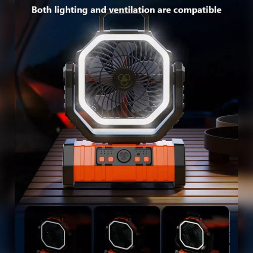 Ventilador De Camping Recargable De 20000 Mah Con Luz Led,