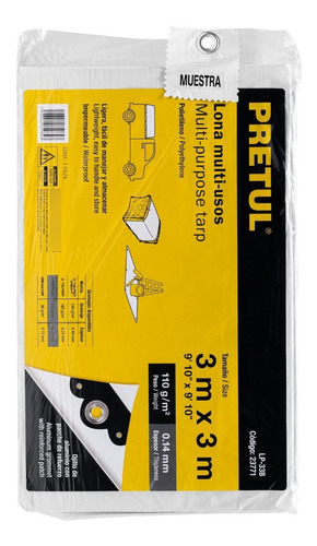 Imagen 3 de 5 de Lona De Uso Rudo Reforzada 3x3m Proteccion Ultravioleta