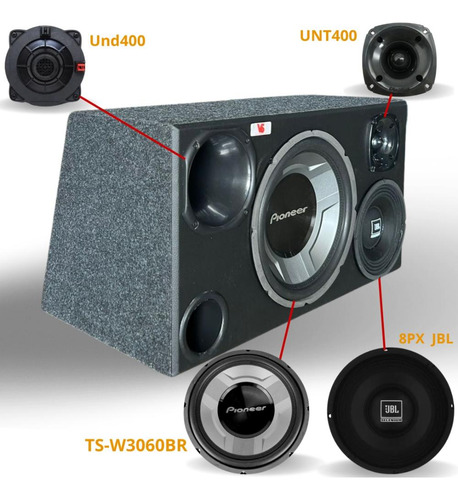 Caixa 4 Vias Pioneer 12'' Ts-w3060br + 8px + Unt400 + Und400