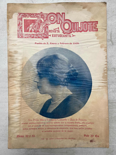 Antigua Revista Don Quijote Revista Estudiantil Puebla 1935