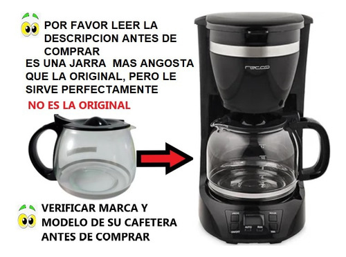 Repuesto Jarra Compatible  Cafetera Recco 12 Tazas Rcf4286c