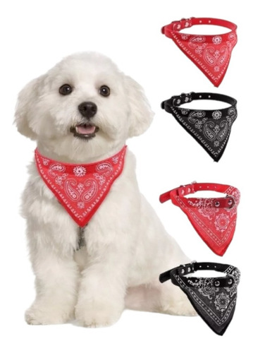 Collar Para Perro Ajustable Con Pañuelo Bandana 47cm Rojo