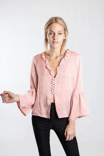 Blusa De Raso, Manga 3/4 Oxford. Super Delicada Mujer Fiesta