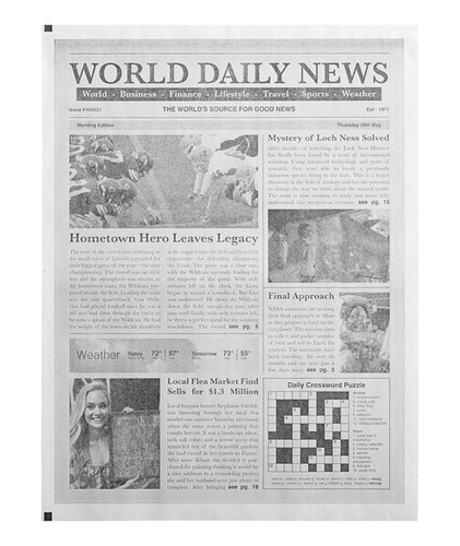 Papel Antigrasa World Dayli News 40cm X 30cm  200 Hojas 