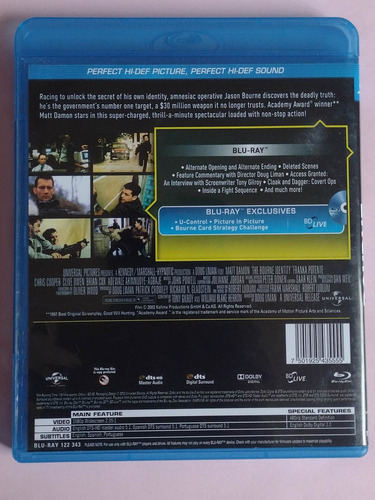 The Bourne Trilogy Blu-ray Disc Matt Damon (Usado)