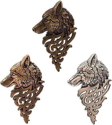 3 Broches Antiguos De Cuello De Lobo Para Hombres Y Mujeres