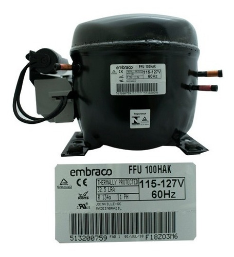 Compresor Embraco 1/4 R134a 115-127 V-60 Hz Baja/media Pres.