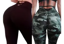 Comprar Pack De 2 Calzas Mujer Frunce Y Tiras Levanta Cola Push Up