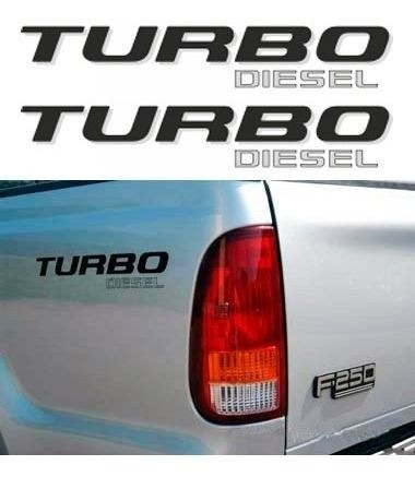 Par De Emblemas Adesivos Turbo Diesel Para Ford F250 - Preto