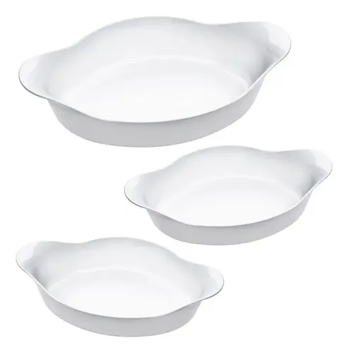 Conjunto de Assadeiras Marinex Oval Opaline 3 peças