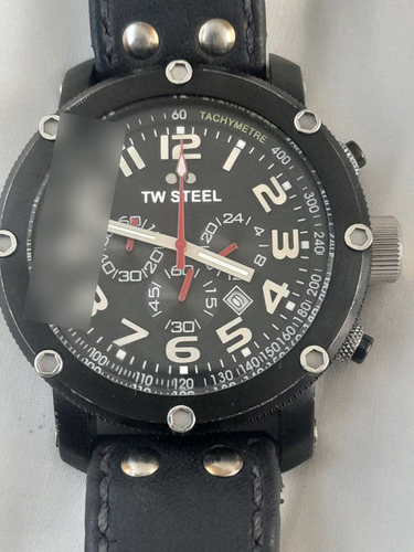Reloj De Pulsera Tw Steel Crono Piel Todo Original Negro Negro Negro (Usado)