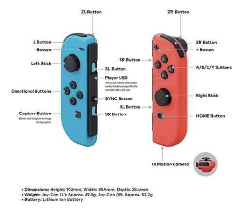 Nintendo Switch Neon Blue And Neon Red Joycon. Color Rojo (Usado)
