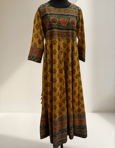 Vestido Mostaza 100% Algodón De La India