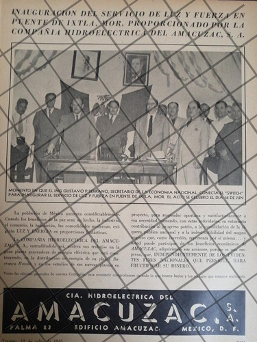 Afiche Retro. Inauguran El Amacuzac En Ixtla. Morelos 1945