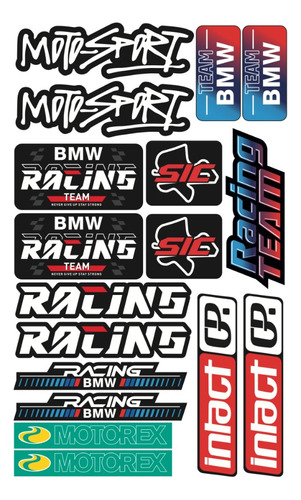 Bmw Racing Sport Kit De Stickers Para Moto Planilla Rb01