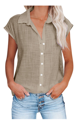 Camiseta W Para Mujer, Camisa Con Botones A La Moda, Cuello