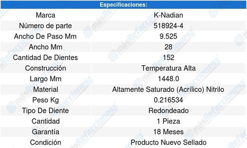 Banda Distribucion O Tiempo S80 L6 2.9l 98 A 00 8598809
