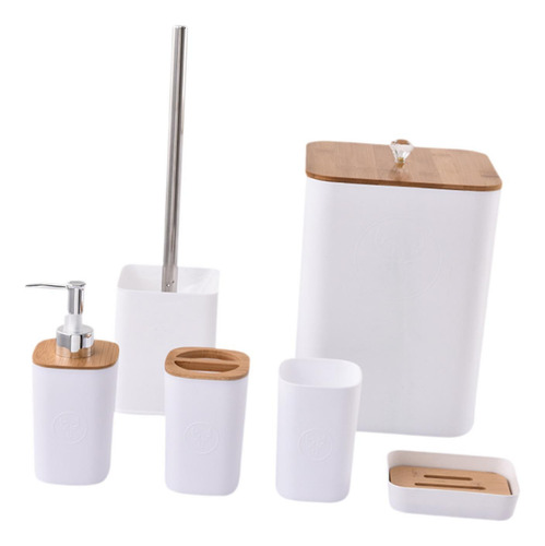 6 Piezas De Accesorios De Baño Set De Cepillo De Cuadrado