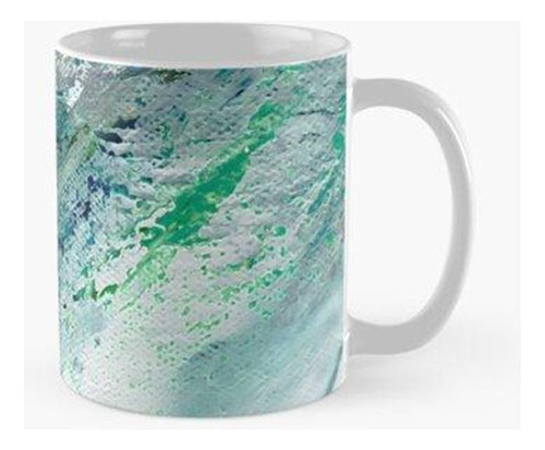 Taza X4 Playa Abstracta - Cuadro Con Verdes, Azules Y Blanco