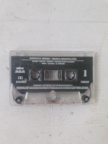 Cassette Barroco Andino Música Maravillosa 