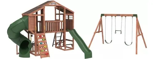 Columpio y online resbaladilla de madera
