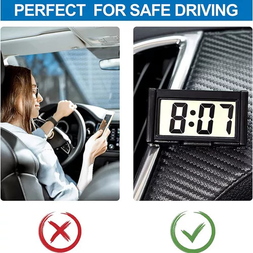 Mini Reloj De Coche Digital Autoadhesivo Con Soporte Lcd