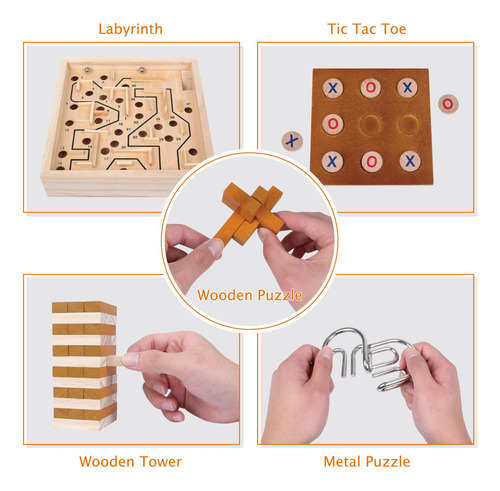 Set De Juego Gothink Labyrinth, Tic Tac Toe, Stacking Tower