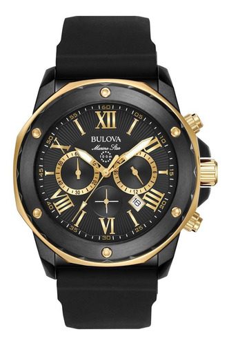98b278 Reloj Bulova Marine Star Negro/dorado