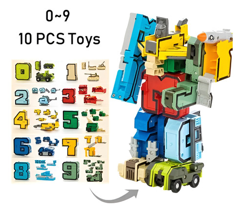Digital Robot Transforms Complete Set Of Numbers 0-9