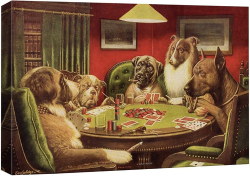 Cuadro Decorativo Perros Jugando Poker Artistico Canvas