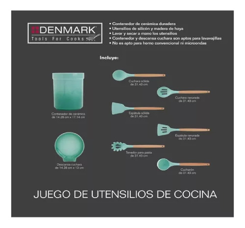 Juego De Utensilios De Cocina Denmark Menta 8 Pzas Msi