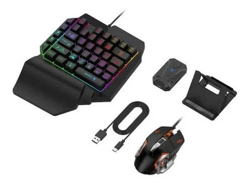 Combo Gamer Para Celular/tablet Teclado  Mouse  Convertidor