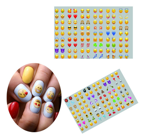 Adesivos De Unhas Emoji Smile Emoticons Tiktok - 6 Cartelas