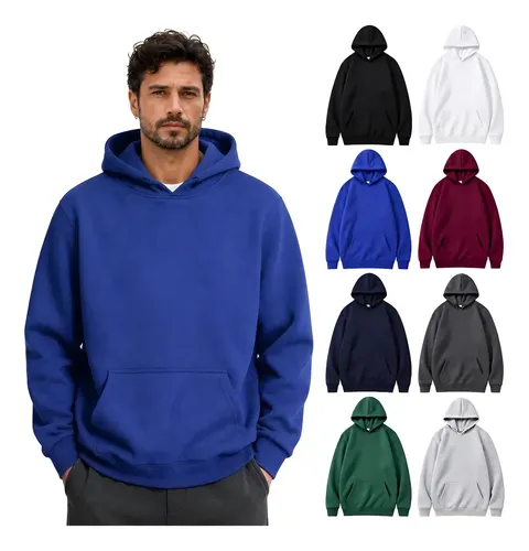 Moletom Canguru Liso Algodão Unissex Térmico Forrado Fleece